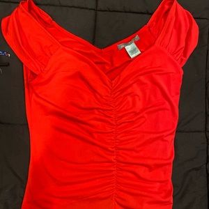 Red rushed top